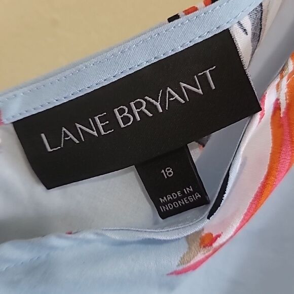 Lane Bryant Asymmetrical Sleeveless Feather Print Peplum Top Sz 18 - Picture 8 of 9